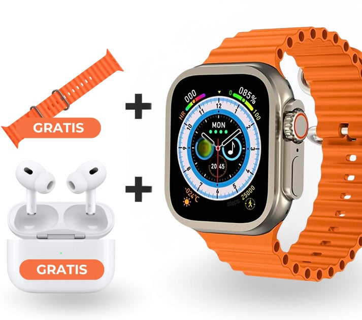 RELOJ INTELIGENTE ULTRA + AURICULARES + CORREA EXTRA GRATIS