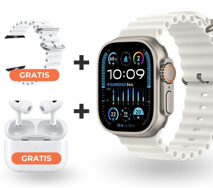 RELOJ INTELIGENTE ULTRA + AURICULARES + CORREA EXTRA GRATIS